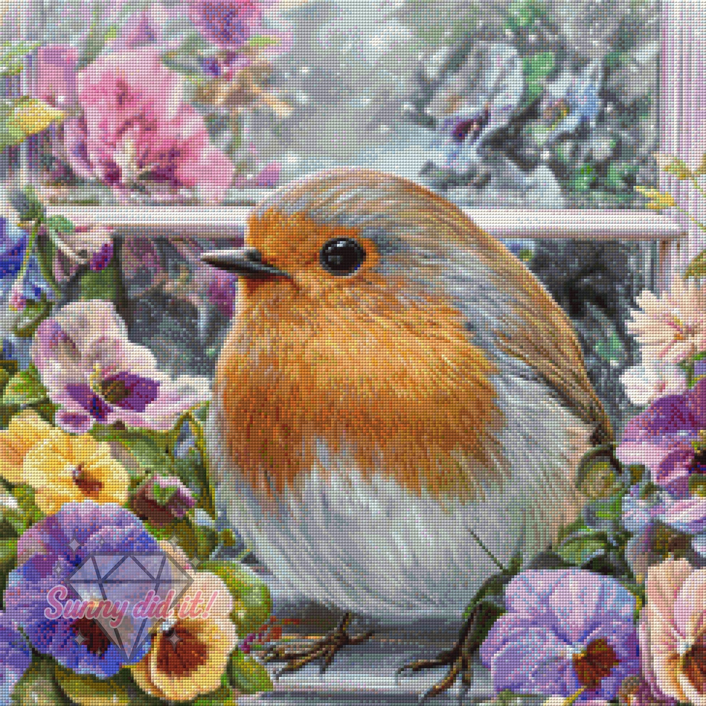Rotkehlchen by Funkelreich 60x60cm 125 Farben
