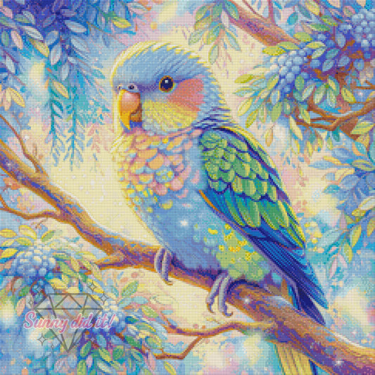 Blaubeer Papagei by Funkelreich 60x60cm 120 Farben