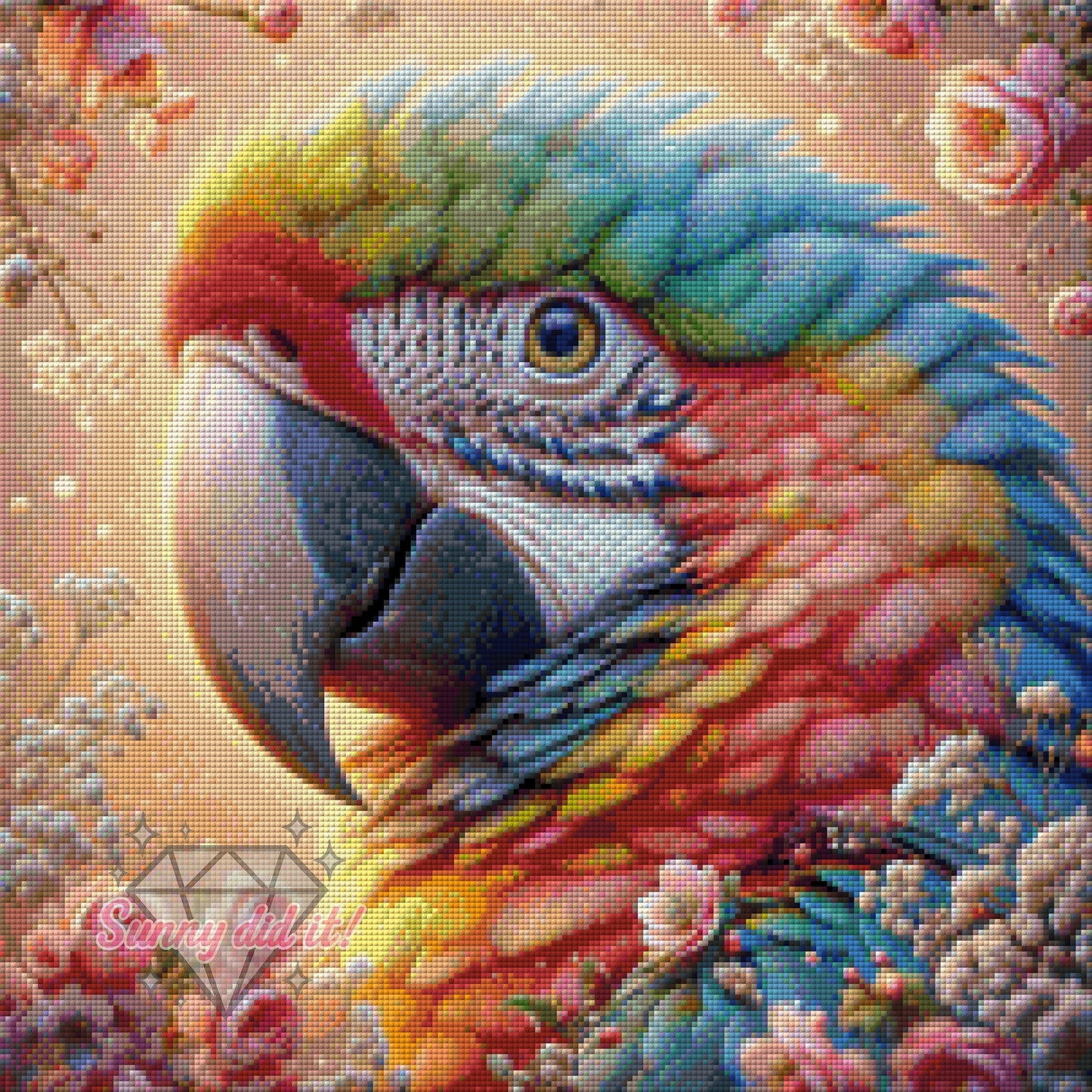 Rainbow Parrot by Teddy's Kreativchaos 50x50cm 105 Farben