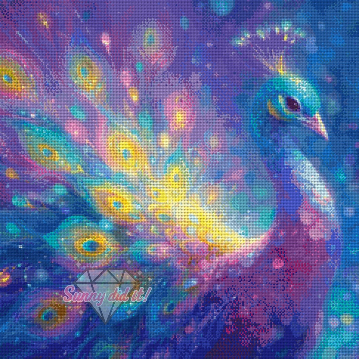Pfau by Shiny Unicorn Ai 60x60cm 110 Farben