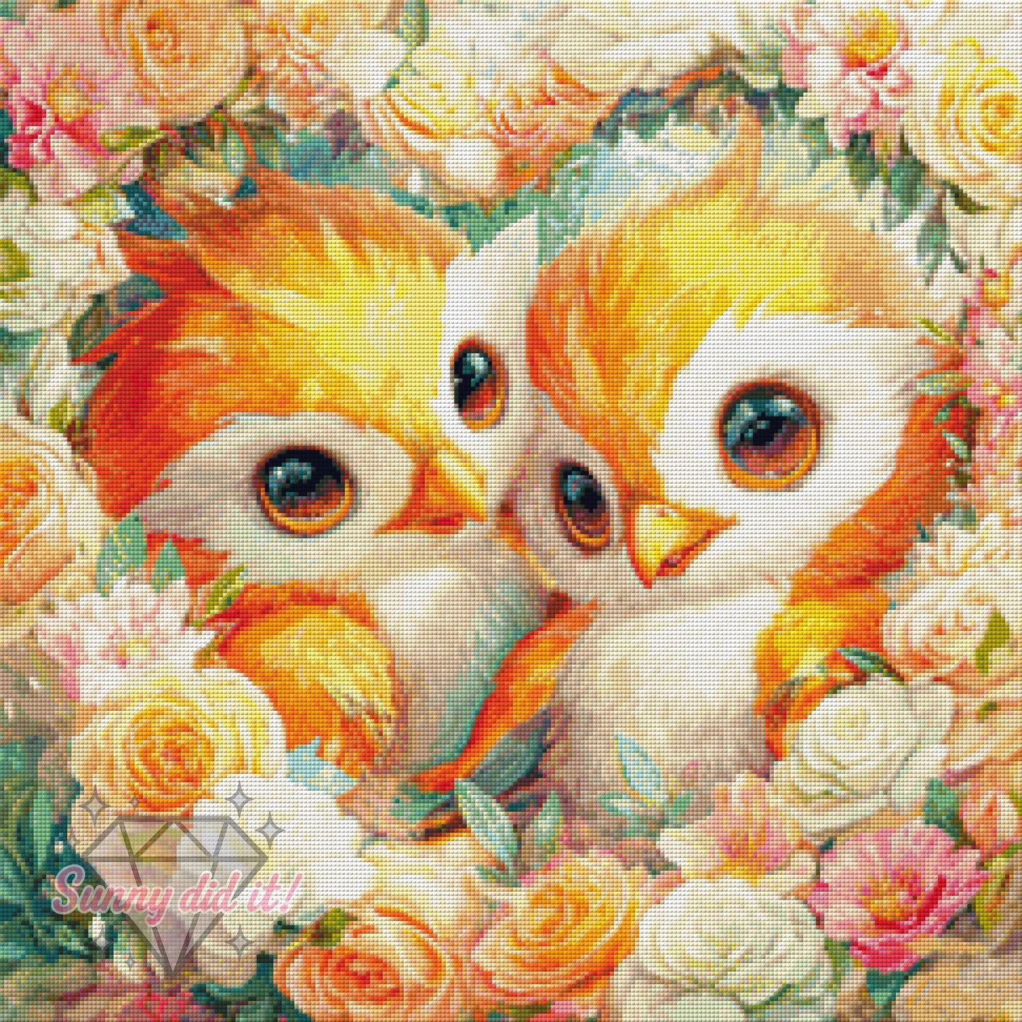 Eulenpärchen by Funkelreich 60x60cm 100 Farben