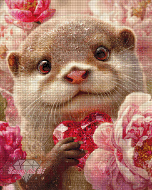 Otter mit Herz by Funkelreich 60x75cm 105 Farben