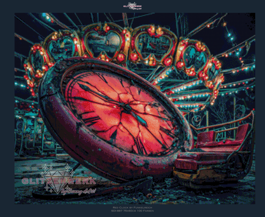 Red Clock by Funkelreich 60x75cm 110 Farben