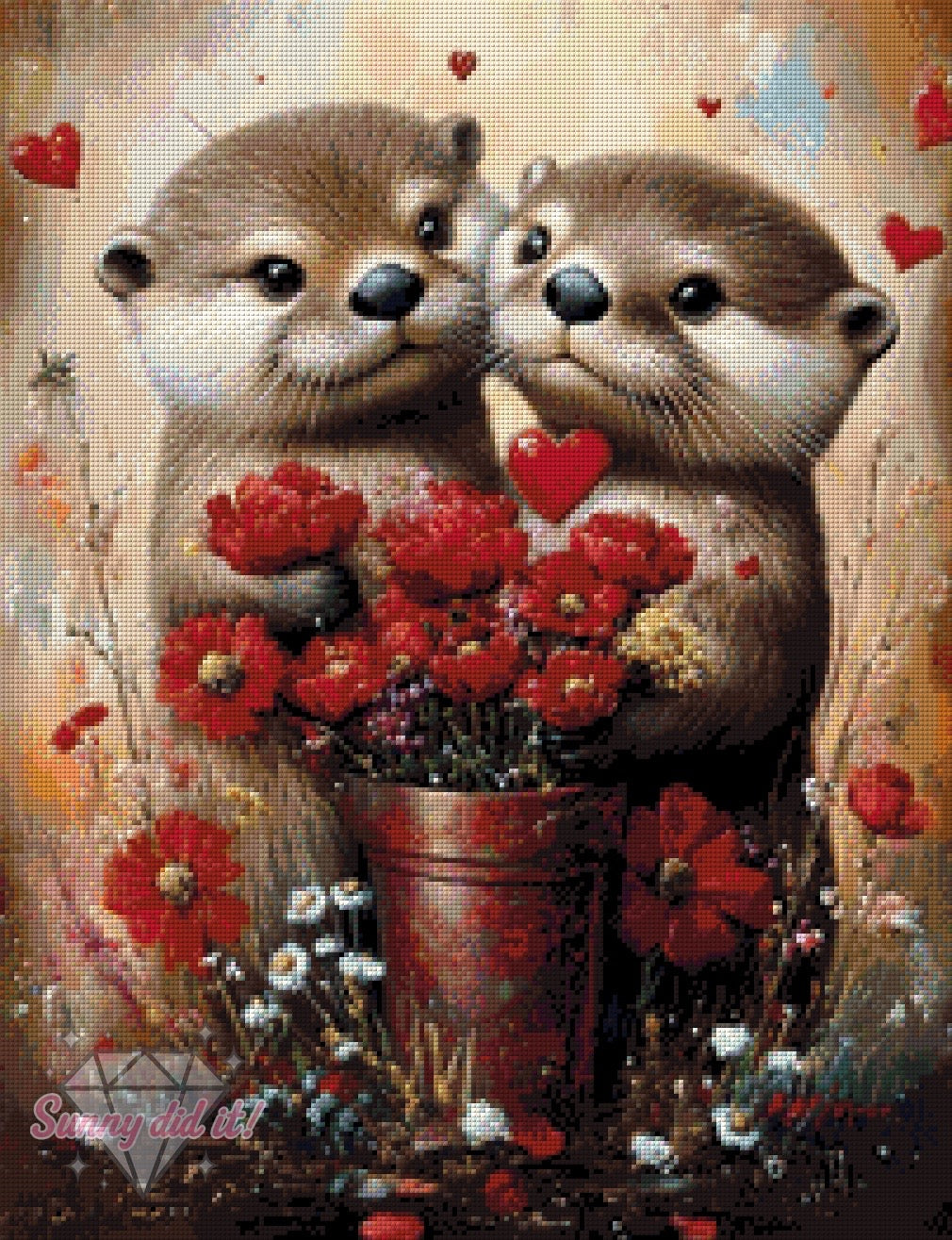 Otter in Love by CaroFelicia 50x65cm 90 Farben