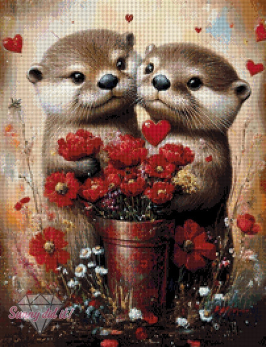 Otter in Love by CaroFelicia 50x65cm 90 Farben