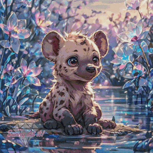 Die kleine Hyäne by tiki_DIAMONDS.ai 60x60cm 95 Farben