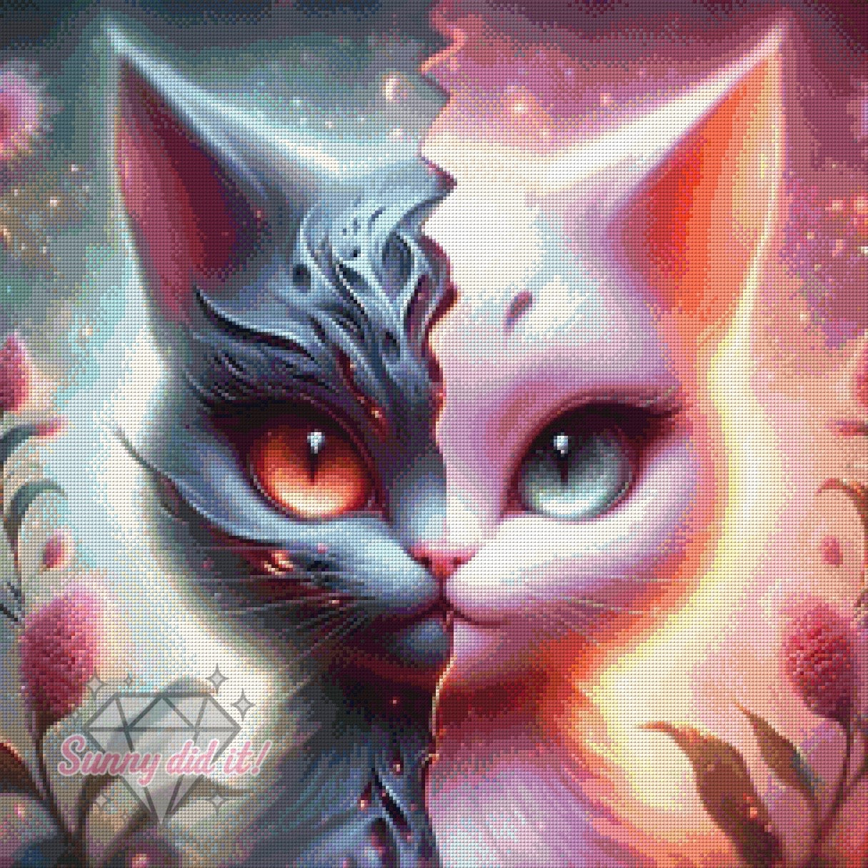 Zwei Gesichter by Teddy's Kreativchaos 60x60cm 100 Farben