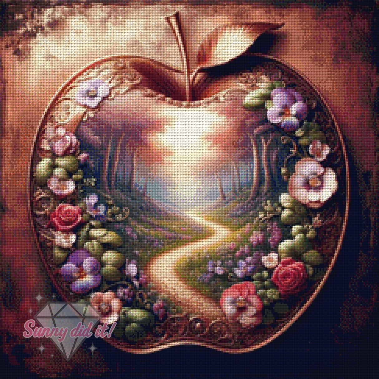 Vintage Flower Apple by Sandra's KI Designs 60x60cm 115 Farben