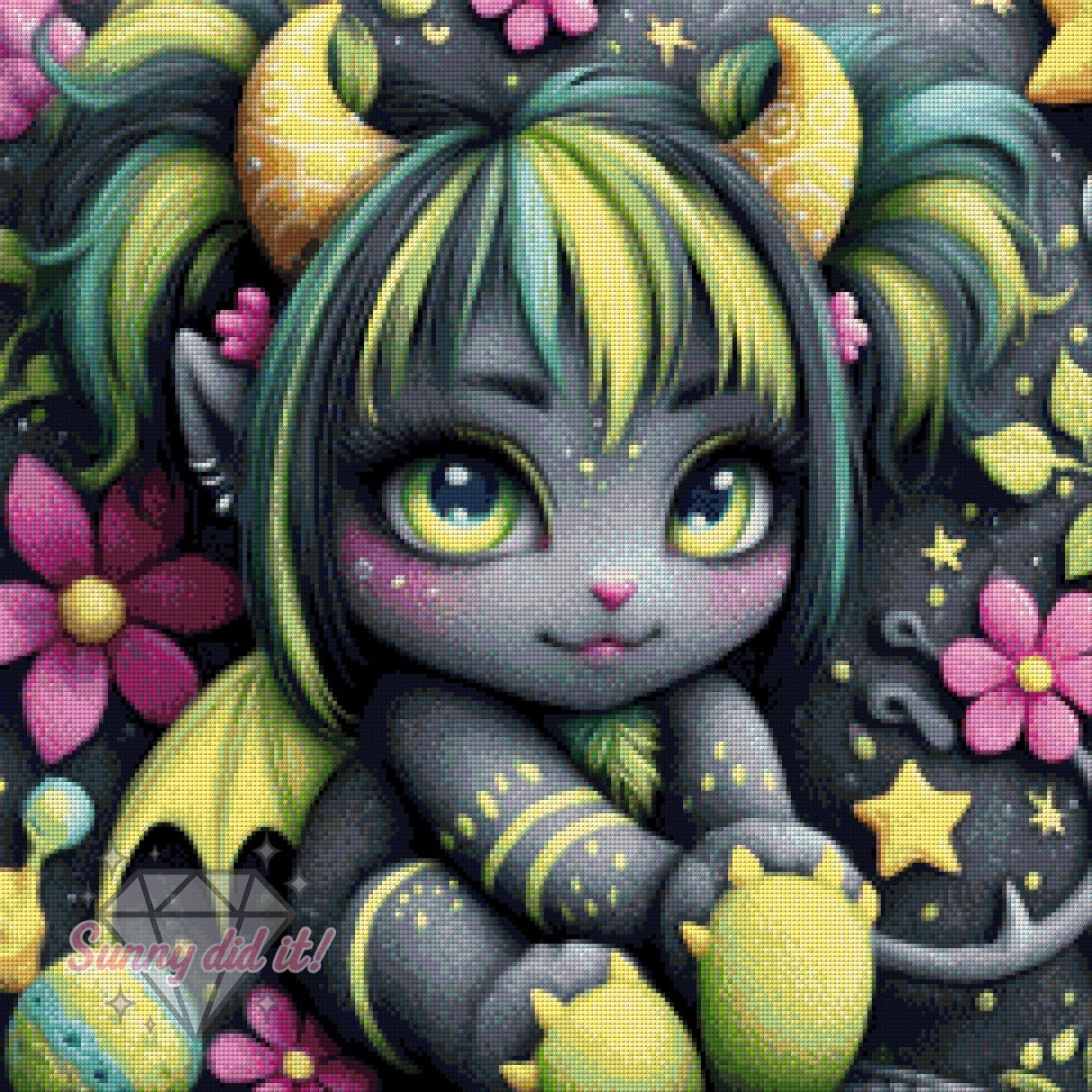 Green Devil by Sweet_Loco_AI 60x60cm 90 Farben