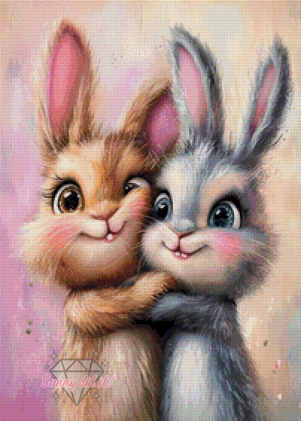 Hasengeschwister by CaroFelicia 50x70cm 100 Farben