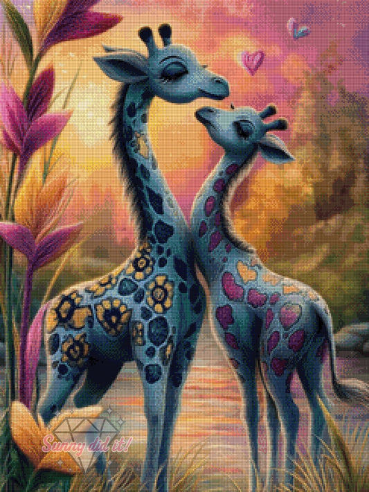 Giraffen in Love by Sweet_Loco_AI 60x80cm 115 Farben