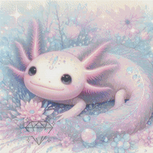 Kristall Axolotl by Sandra's KI Designs 50x50cm 50 Farben