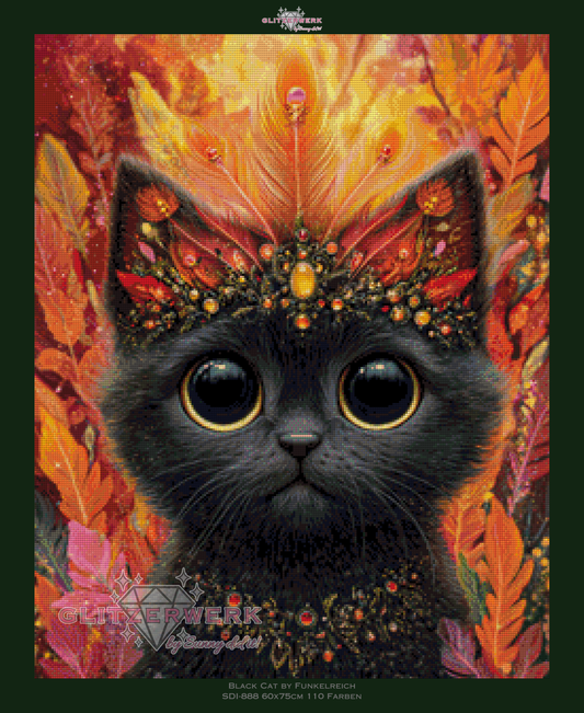 Black Cat by Funkelreich 60x75cm 110 Farben