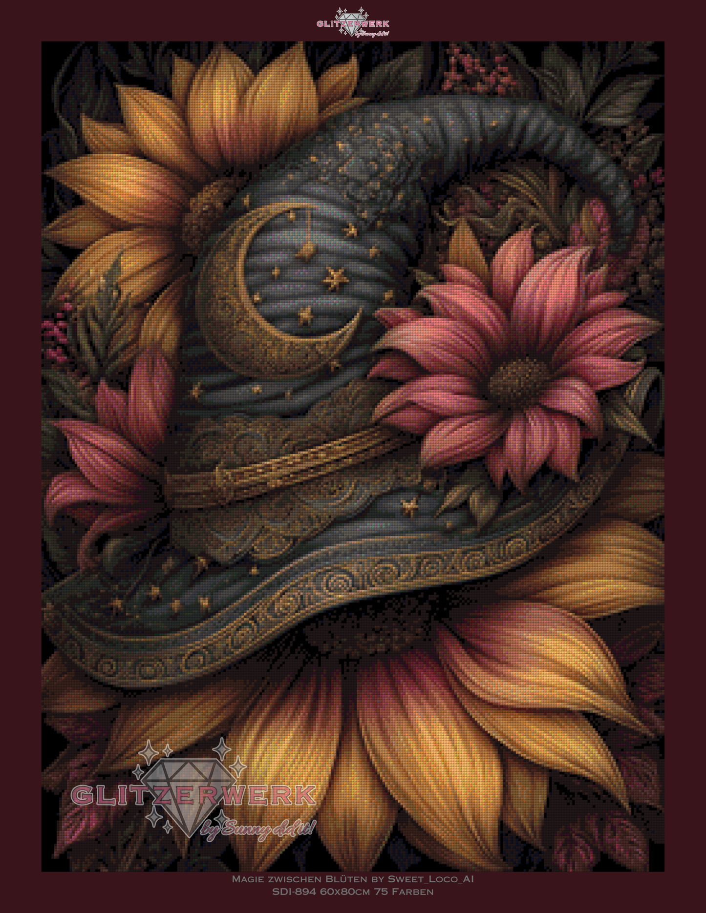 Magie zwischen Blüten by Sweet_Loco_AI 60x80cm 75 Farben