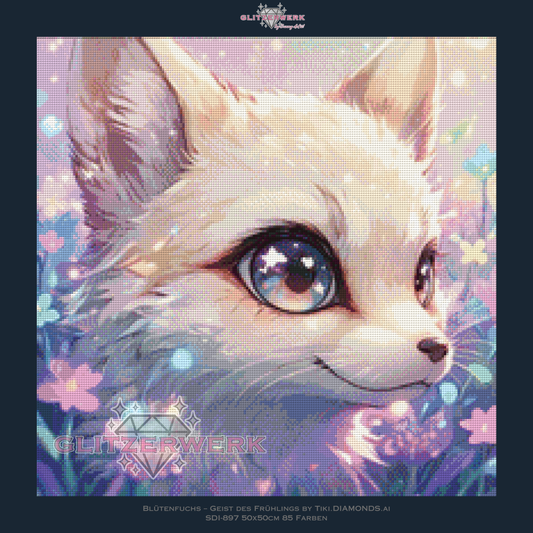 Blütenfuchs – Geist des Frühlings by Tiki_DIAMONDS.ai 50x50cm 80 Farben
