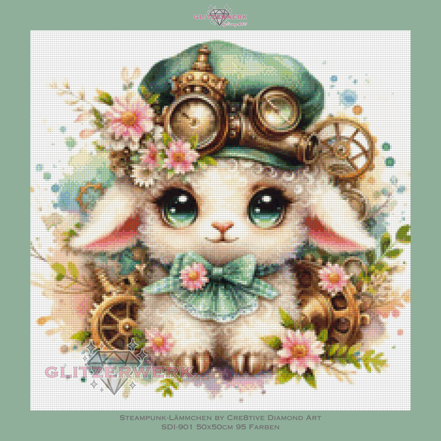Steampunk-Lämmchen by Cre8tive Diamond Art 50x50cm 95 Farben