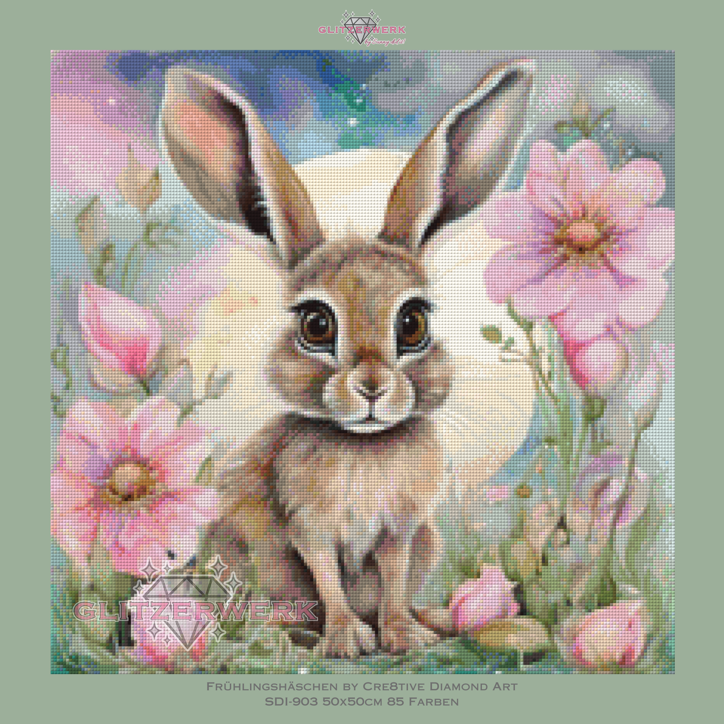 Frühlings-Häschen by Cre8tive Diamond Art 50x50cm 85 Farben