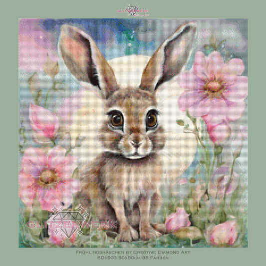 Frühlings-Häschen by Cre8tive Diamond Art 50x50cm 85 Farben
