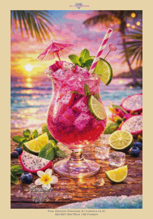 Pink Dragon Paradise by Christa.fe KI 50x75cm 135 Farben