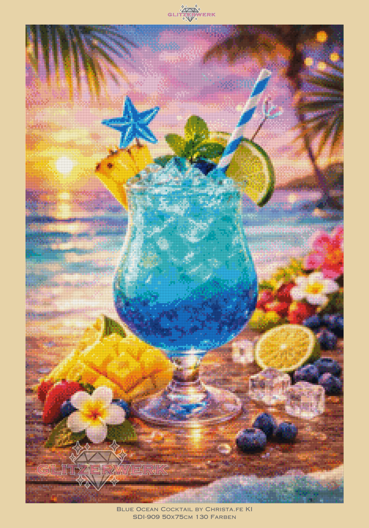 Blue Ocean Cocktail by Christa.fe KI 50x75cm 130 Farben