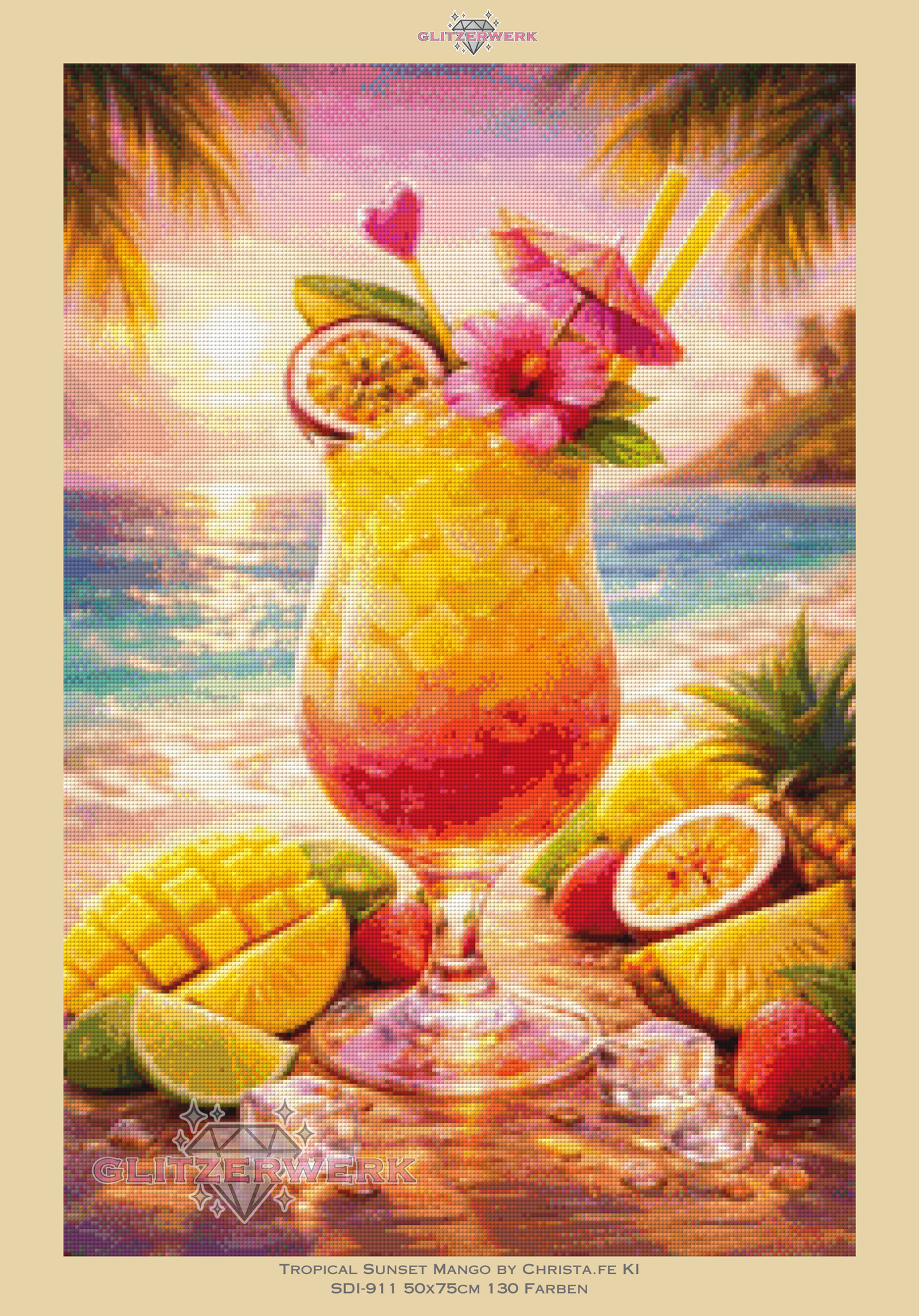 Tropical Sunset Mango by Christa.fe KI 50x75cm 130 Farben