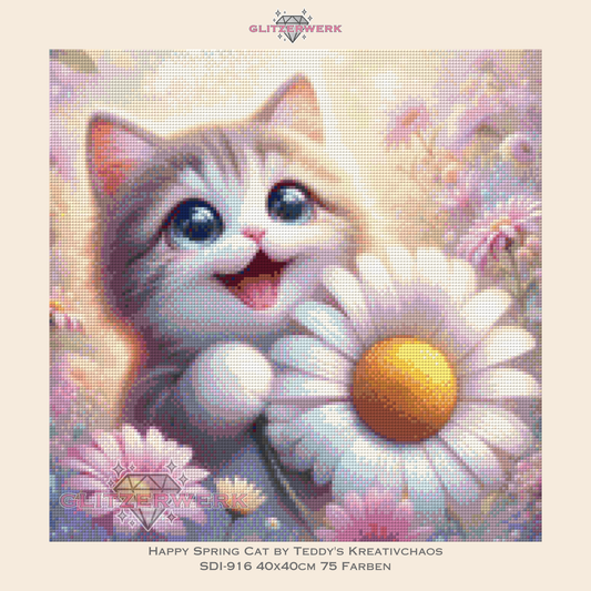 Happy Spring Cat by Teddy's Kreativchaos 40x40cm 75 Farben