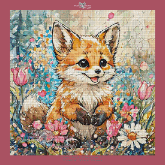 Happy Fox by AI Design by JB 60x60cm 120 Farben