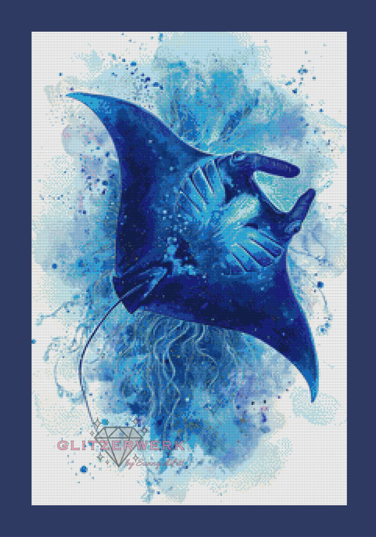 Watercolor Manta Ray by Funkelreich 50x75cm 60 Farben