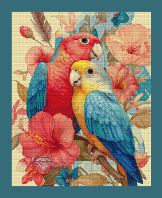 Loving Parrots by Funkelreich 60x75cm 115 Farben