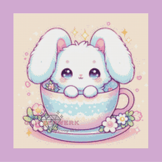 Bunny in a Cup by Silvia-ki 40x40cm 40 Farben