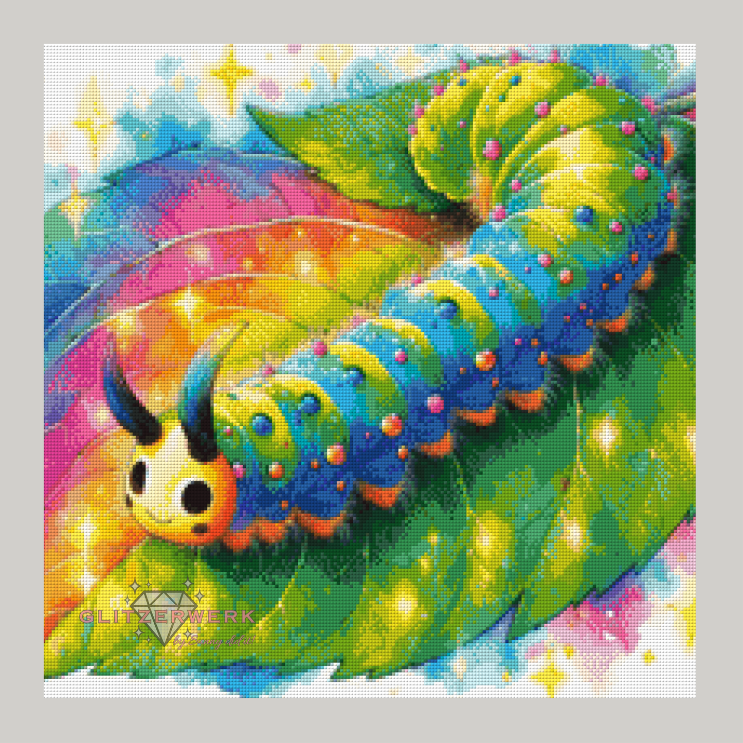 Rainbow Cuddle Caterpillar by Marli Forst 50x50cm 95 Farben