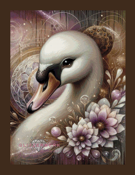 Swan of Serenity by AI Design by JB 60x80cm 90 Farben