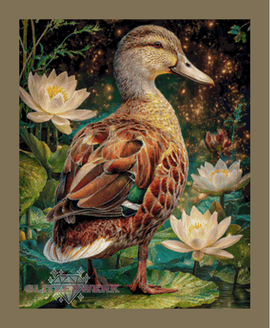 Duck in the Lily Pond by Funkelreich 60x75cm 120 Farben