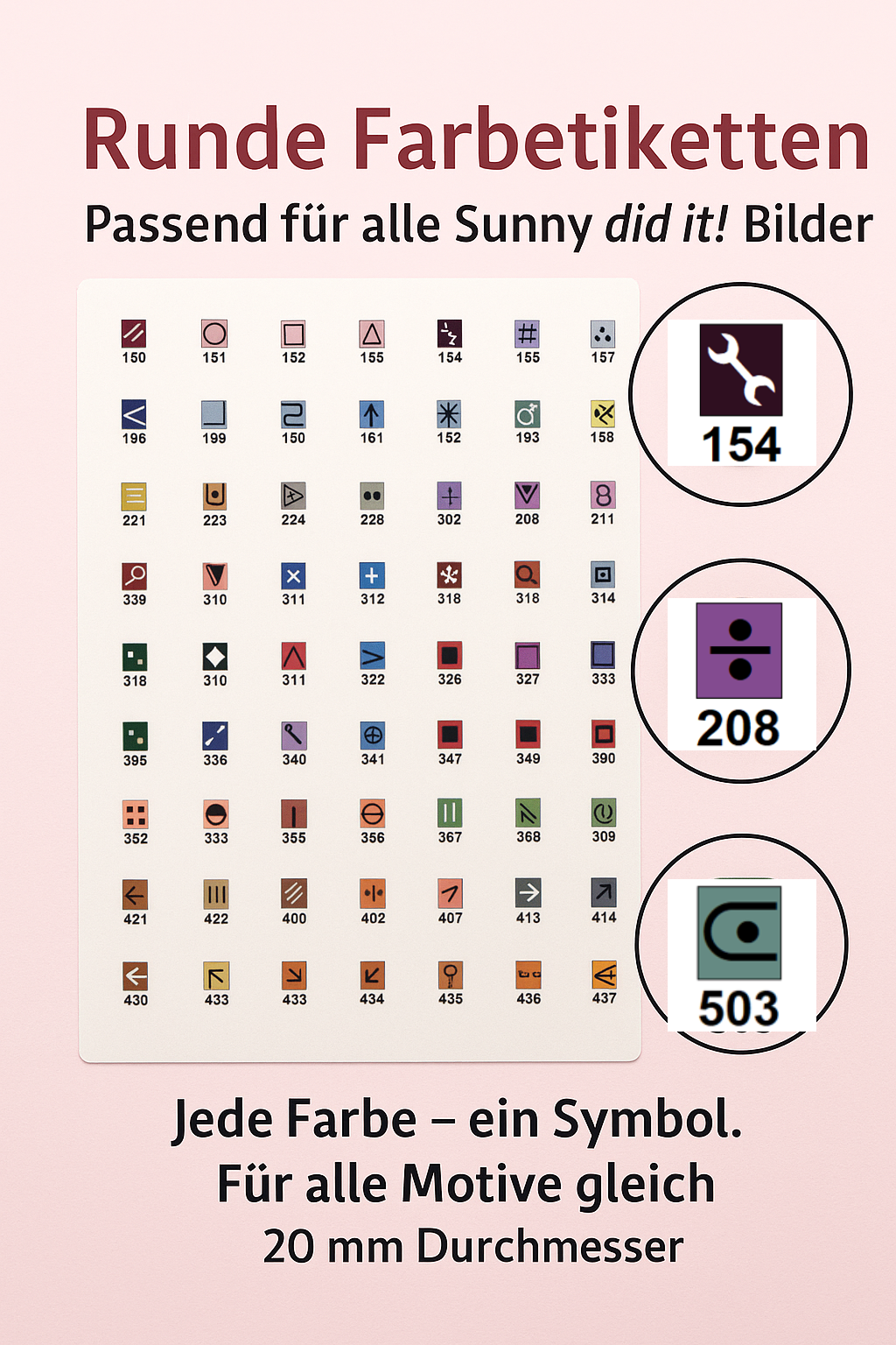 Etiketten rund oder eckig, 447 Farben, Komplettsatz