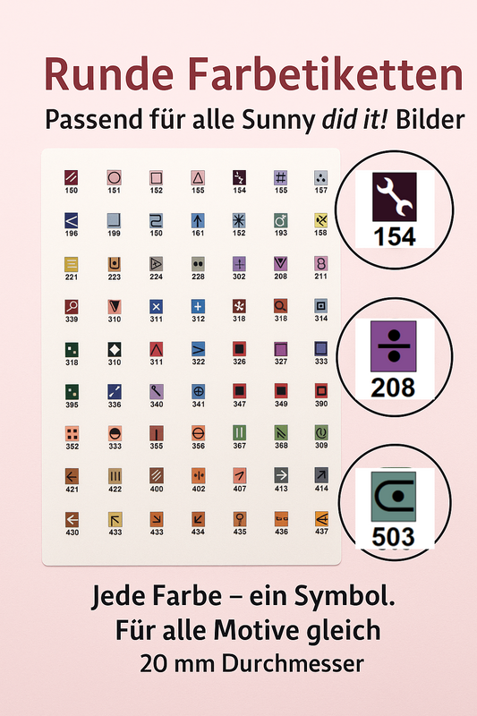 Etiketten rund, 447 Farben, Komplettsatz