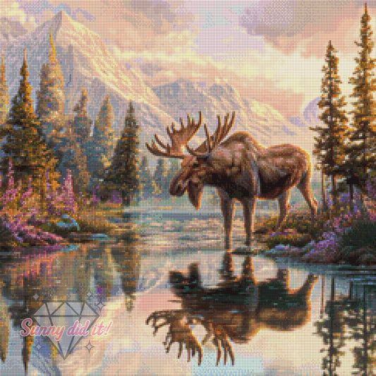 Elch am See by Funkelreich 60x60cm 100 Farben