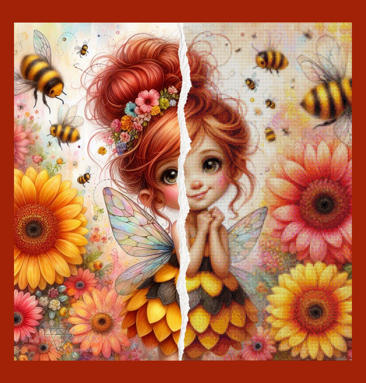 Ylvamira, die kleine Bienenfee by CaroFelicia 60x60cm 120 Farben