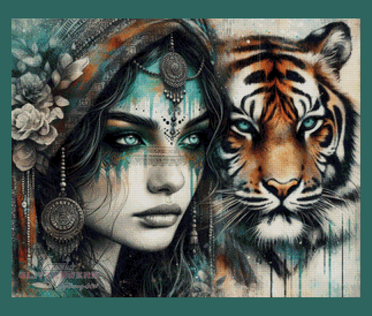 Tabea die Tigerflüsterin by CaroFelicia 75x60cm 116 Farben