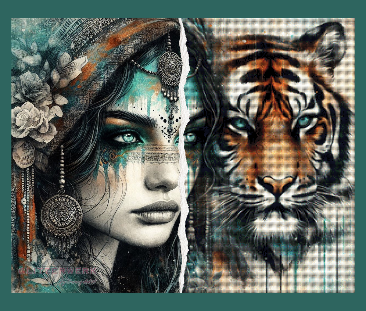 Tabea die Tigerflüsterin by CaroFelicia 75x60cm 116 Farben