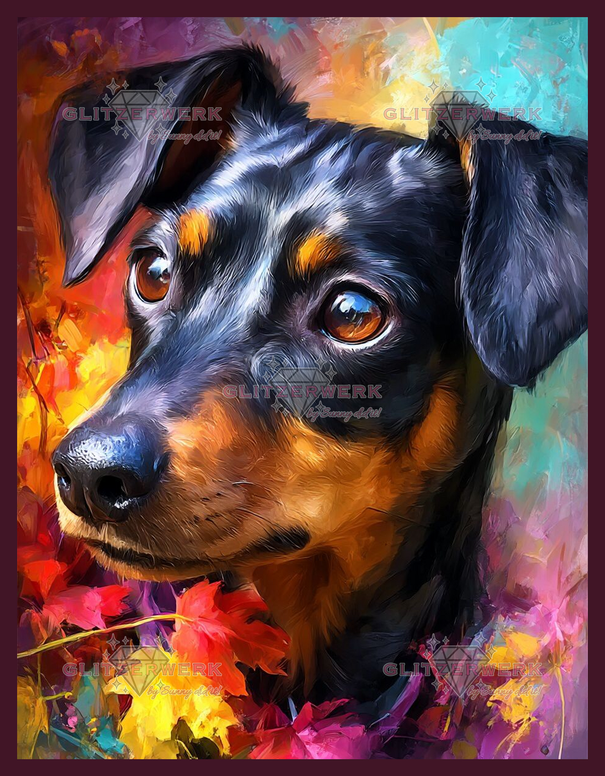 Herbst-Pinscher by CaroFelicia 50x65cm 137 Farben