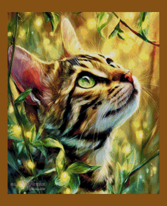 Silvarra - Die Katze des Lichtwaldes by CaroFelicia 50x60cm 116 Farben