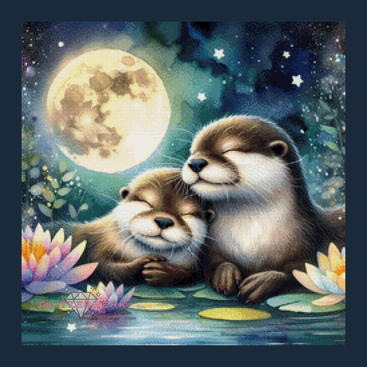 Otterliebe bei Vollmond by Christa.fe KI 60x60cm 117 Farben