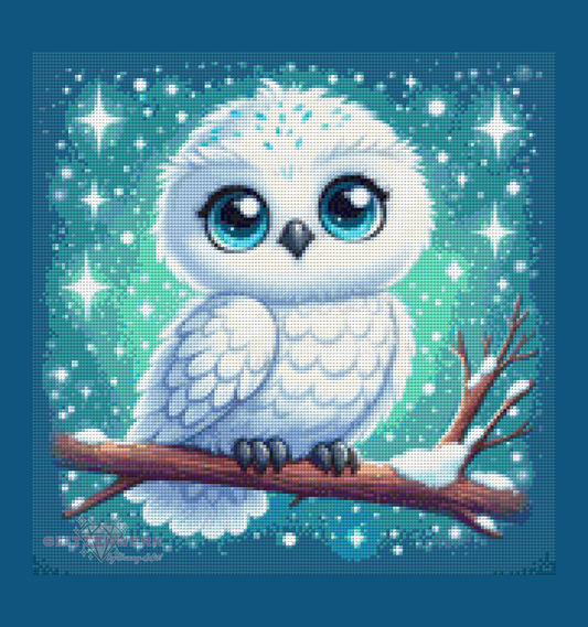 Schneeeule by Silvia-ki 40x40cm 65 Farben mit 7x Sondersteinen
