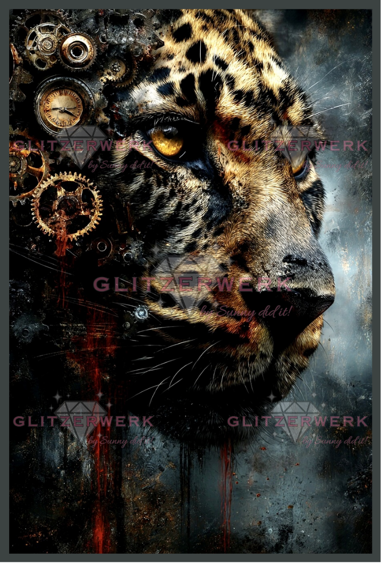 Steel Leopard by CaroFelicia 60x90cm 135 Farben