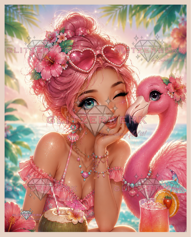 Flamingo Queen by Cre8tive Diamond Art 60x75cm 130 Farben mit 7x Sondersteine