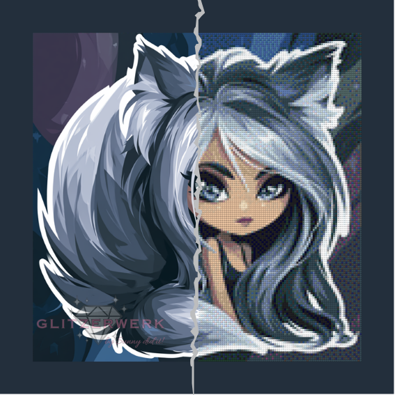 Chibi Wolf by Sunny did it! 40x40cm 60 Farben