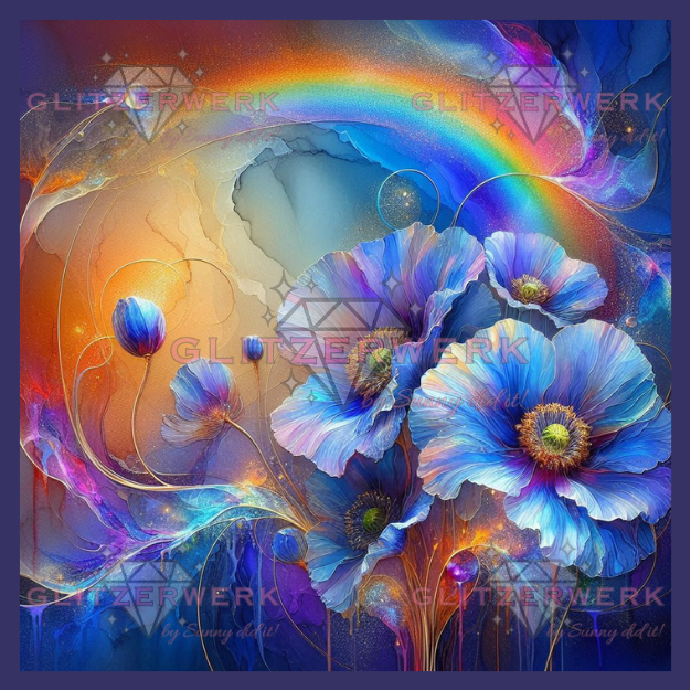 Blauer Mohn by Marli Forst 50x50cm 130 Farben