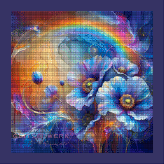 Blauer Mohn by Marli Forst 50x50cm 130 Farben