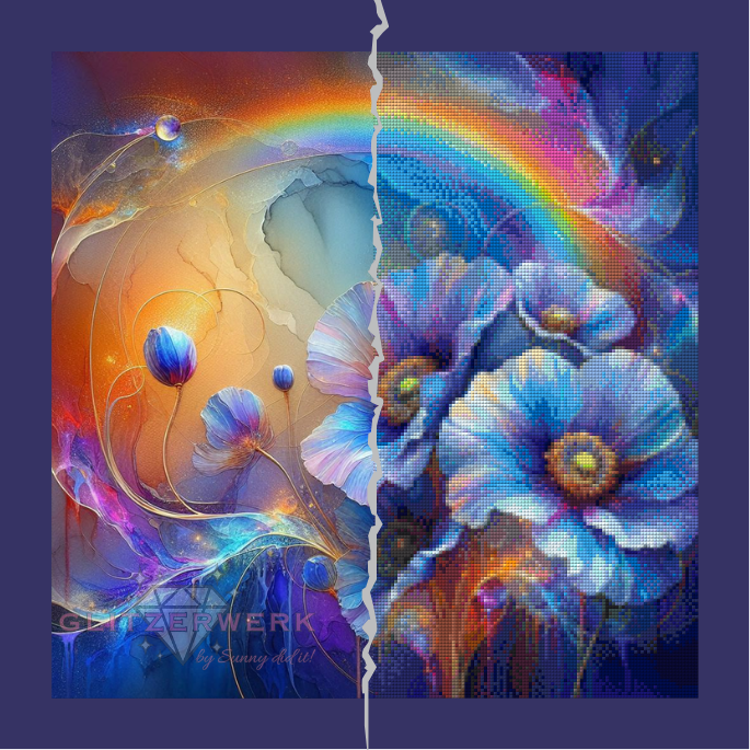 Blauer Mohn by Marli Forst 50x50cm 130 Farben