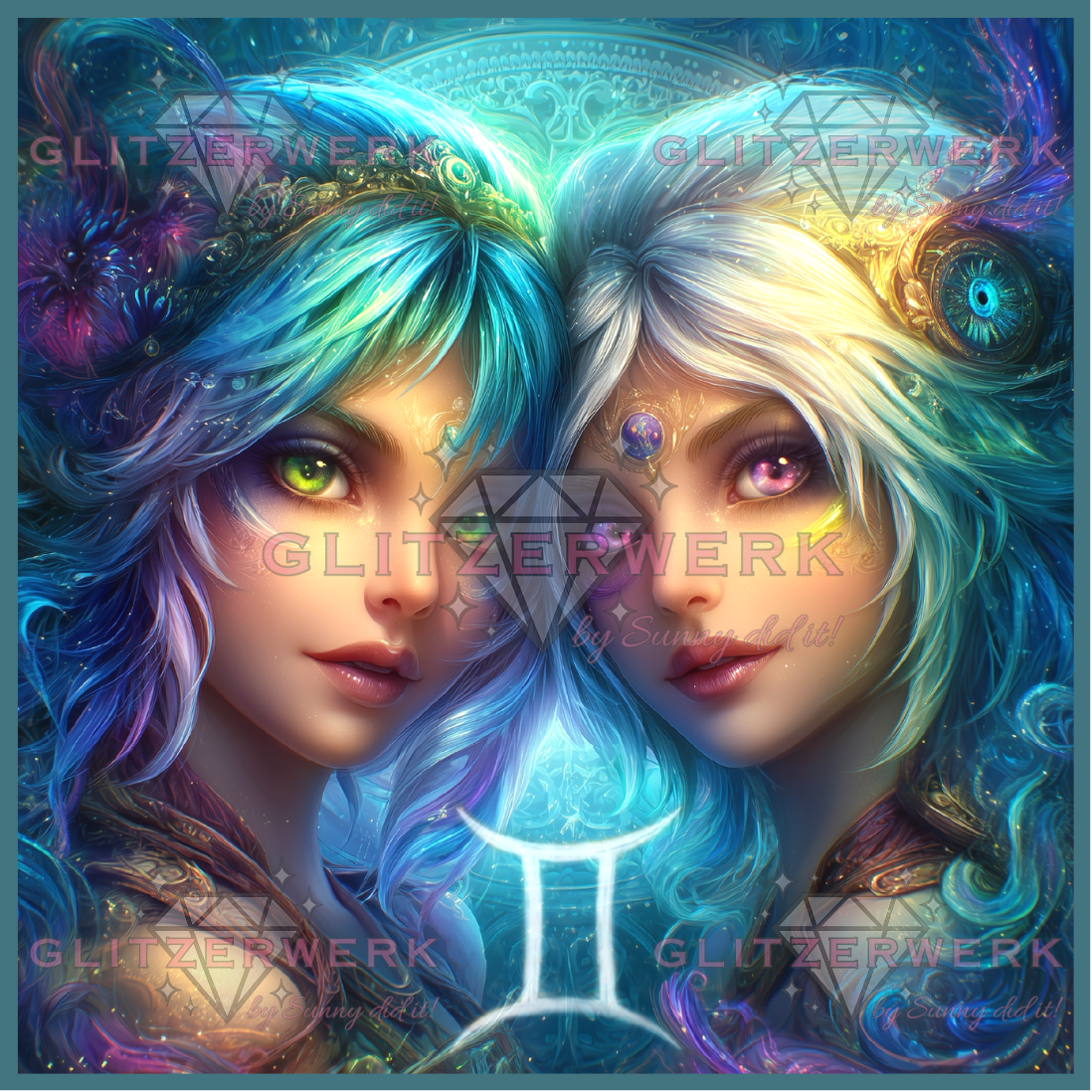 Zwillinge by Sweet_Loco_AI 90x90cm 170 Farben